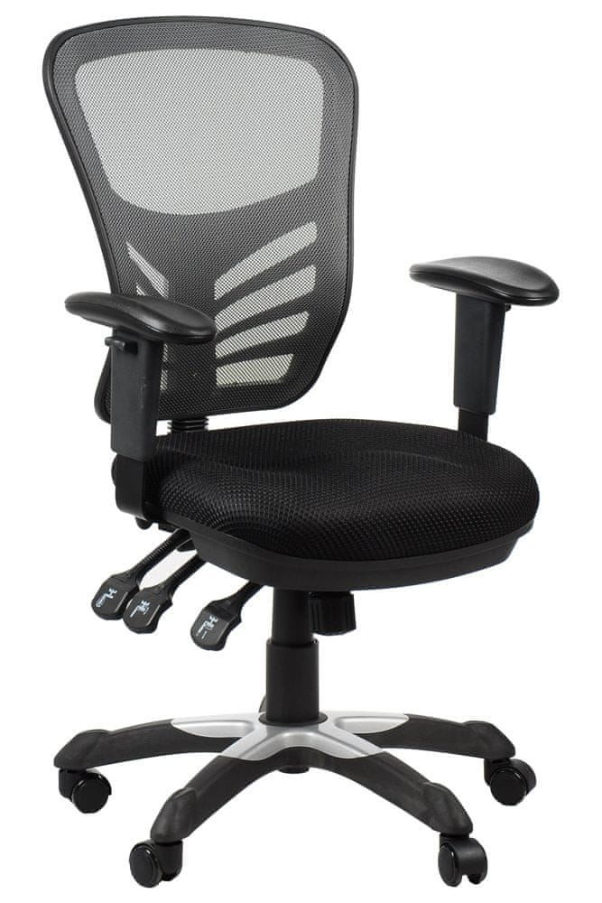 STEMA Otočná kancelárska stolička HG-0001, nylonová základňa. nastaviteľné sedadlo (uhol), nastaviteľné operadlo (hore a dole), čierna/šedá